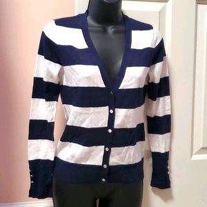 NY & Co V-neck Striped Sweater NWT